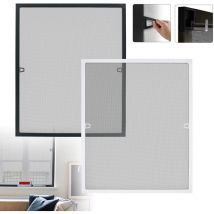 120×140cm Moustiquaire avec Anthracite Cadre en Aluminium Anti-poussière Extensible Fixation sans Perçage Individuellement Découpable pour Fenêtre