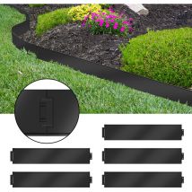 100x18cm Métal Bordures de Pelouse Galvanisé Tonte Noir Parterre Palisade Set Barrière de Jardin pour Plante Légumes Floral(5m) - Froadp