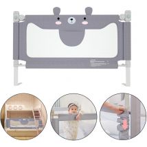 200cm Barrière de lit Tout-petits, Portable Parc Réglable en Hauteur, Clôture de Sécurité avec Double Verrouillage Protection Ceinture fixe et Maille