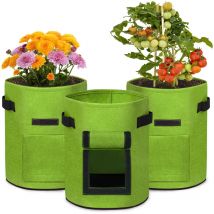 3 Pièces 10 Gallons Sac de Plantation de Terre avec Poignée Fixe Sacs à Plantes de Pommes de Terre avec Fenêtre Velcro Visible pour Planter Pommes de