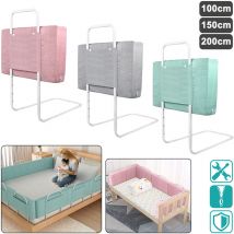 150cm Lit D'appoint Antichute Barrière Rail de lit Soft Pack Enfant en lin Barrière Protection de Bord de lit Portable Réglable en Hauteur