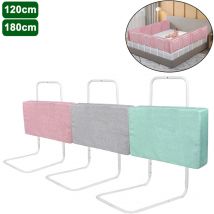 180cm Lit D'appoint Antichute Barrière Rail de lit Soft Pack Enfant en lin Barrière Protection de Bord de lit Portable Réglable en Hauteur