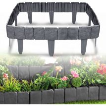 Froadp 25x23cm Rasenkante Kunststoff 10m T-Formig Beetumrandung Mähkante Steinoptik Palisade Beeteinfassung Garten Dekorativ Anthrazit, 40 Stück