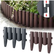 20 Pièces Bordures de Pelouse en Plastique, 28x24cm Palissade Jardin Exterieur, Flexible Bordurette de Jardin avec l'aspect du Bois, Clôture