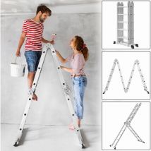 Froadp - 550cm Échelle d'échafaudage en Aluminium Escabeau Multifonction 6 en 1 Polyvalente Échafaudage avec 2 platforms Portante jusqu'à 150KG(4x5