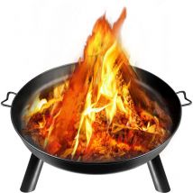Froadp - 80cm Brazier Foyers Rond pour Extérieur Cheminée Brasero à Bois avec Poignée Panier de Feu Poêle Chauffant pour Terrasse Jardin Balcon