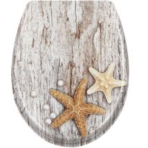 Froadp - Abattant wc avec Frein de Chute - Abattant de wc avec Abaissement Lente – Différents Motifs au Choix (Perles et étoiles de Mer)