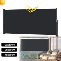 Auvent Latéral Rétractable de Balcon 120 x 300 cm, Anthracite - Froadp