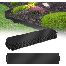 100x15cm Bordatura in Metallo per Prato Bordo Zincata per Falciatura Set di Palizzate per Bordature da Giardino Barriera per Radici (25m, Nero)