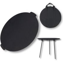 Camping Poele Grill en Fonte Poêle Tapis de Cuisson pour Gril à Gaz ou Charbon de Bois avec 3 Pieds et Sac de Rangement (Ø45cm) - Froadp