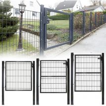 Froadp - Cancelli da Giardino Battenti 125x100cm Porte da Giardino Zincate Griglia a Onda Singola Cancello da Giardino con Montanti Maniglie in
