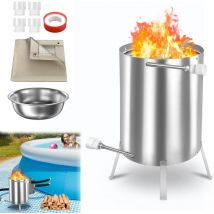 Froadp - Chauffage de piscine avec feu en acier inoxydable avec spirale chauffante ø 30 x 52 cm Chauffage de piscine multifonction pour piscines et