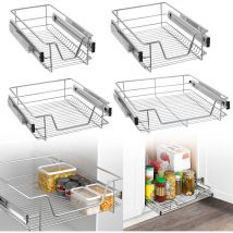 Cuisine Etagère Télescopique Paniers de Rangement Extensible Tablette avec Coulisses de Tiroir Placard Coulissante pour Armoires 50cm (Largeur Réelle