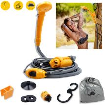 Douche de Camping Électrique Portable 12V avec Pompe Submersible Douche Portable avec Tuyau de 2m et Cordon D'alimentation de 5m Douche de Voiture