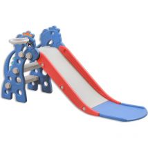 3 en 1 Enfants Toboggan Autoportant, Toboggan Jouet avec Panier de Basket(135x53x67cm) - Froadp