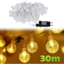 Froadp Guirlande Lumineuse Intérieure 30m 240 Led Blanc Chaud Boule Cristal Avec 8 Modes Et Fonction Mémoire Ip44 Étanche Transparente Décoration De 