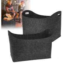 Froadp 2x Kaminholztasche Filztaschen Tragfähigkeit Bis 60kg Vliesstoff Feuerholzkorb Faltbare Spielzeugtasche Kamintasche Widerstandsfähig Holzkörbe 