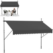 Froadp Klemmmarkise Markise Einziehbar Manuell Sonnenschutz Balkon Ohne Bohren Uv-schutz Wetterfest Höhenverstellbar Gelenkarmmarkise Mit Handkurbel 
