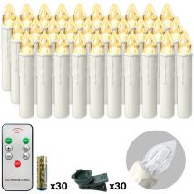 Led Bougies d'arbre sans Flamme Mini Bougies de Noël Blanc Chaud Ensemble de Bougies à Piles avec Télécommande sans fil et Clips(Paquet de 30 avec