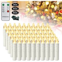 Led Bougies de Noël avec Télécommande, Lumières de Noël Bougie avec Clips, Bougies à Piles Intérieur avec Minuterie, Bougies Sans Fil et Sans Flamme,