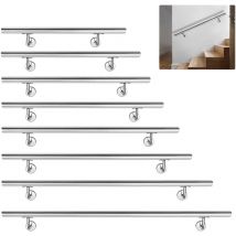 Main Courante Inox 160cm Rampe D'escalier Main Courante Murale avec Support Mural et Embouts - Froadp