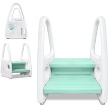 Marche Pied pour Enfant, Tabouret pour Bébé en Plastique, 2 Niveaux Marchepied (Vert Clair) - Froadp