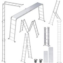 Froadp Mehrzweckleiter 6 In 1 Klappbare Vielzweckleiter Aluminum Gerüst Teleskop-design Arbeitsleiter Mit 2 Rollen & Plattform Multifunktions 