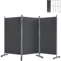 3 Parties Paravent Séparation de Pièce avec Roues 275x180cm Indépendante Pare-Vue avec Serre-Câbles et Clous pour Salon Balcon Jardin, Anthracite