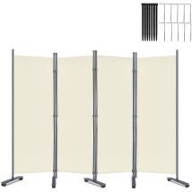 4 Parties Paravent Séparation de Pièce avec Roues 225x180cm Indépendante Pare-Vue avec Serre-Câbles et Clous pour Salon Balcon Jardin, Beige - Froadp