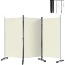 3 Parties Paravent Séparation de Pièce avec Roues 275x180cm Indépendante Pare-Vue avec Serre-Câbles et Clous pour Salon Balcon Jardin, Beige - Froadp