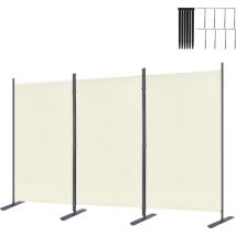 Paravent 3 Panneaux Séparation de Pièce 275x180cm avec Serre-Câbles et Clous pour Salon Balcon Jardin Patio (Beige) - Froadp