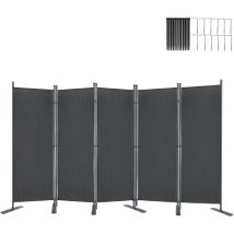 Paravent 5 Panneaux Séparation de Pièce 280x180cm avec Serre-Câbles et Clous pour Salon Balcon Jardin Patio (Anthracite) - Froadp