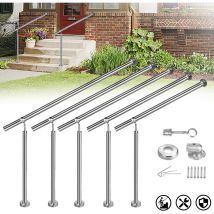 150x90cm Rampe Escalier Acier Inoxydable, Garde Corps Intérieur Extérieur Entrée Maison et Balcon, Rambarde Main avec Anneau à Billes Hauteur et