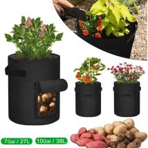 3 Pezzi 10 Gallon Sacchi per Piante Borsa per Piante di Patate con Manico Fisso Borsa per Patate con Finestra Visibile in Velcro per Piantare Patate