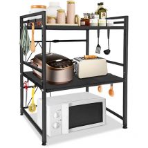 Tagère pour Micro-Ondes à 3 Niveaux, Extensible Support de Rangement pour la Cuisine (Noir) - Froadp