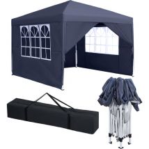 Froadp Tonnelle de Jardin 3x3m Pavillon de Pliable Pop-Up avec Sac Imperméable Tente de Réception (Anthracite avec 4 Parties Latérales)
