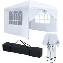 Froadp - Tonnelle de Jardin 3x3m Pavillon de Pliable Pop-Up avec Sac Imperméable Tente de Réception (Blanc avec 4 Parties Latérales) - Blanc