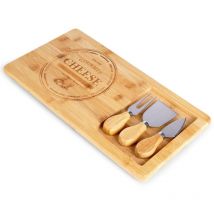 Fromage en bambou et planche à collation + 3 couteaux