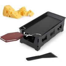 Fei Yu - Fromage Plateau De Cuisson en Acier, Raclette à Fromage en Bois avec Spatule en SiliCône Plateau De Cuisson Poêle avec Poignée en Bois