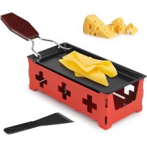 Fei Yu - Fromage Plateau De Cuisson en Acier, Raclette à Fromage en Bois avec Spatule en SiliCône Plateau De Cuisson Poêle avec Poignée en Bois