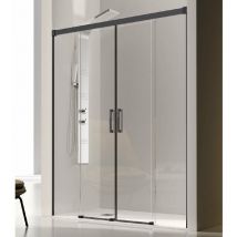 Frontal de ducha 2 Fijos + 2 Puertas Correderas glasé perfil Negro