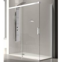 Kassandra - Frontal de ducha + Puerta Corredera 115 cm glasé perfil Blanco Sin pared lateral