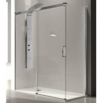 Frontal de ducha + Puerta Corredera 120 cm GLASÉ perfil Cromado Sin pared lateral