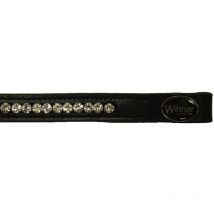 Frontalino Winner in cuoio 16 mm con strass bianchi: Pony, Marrone
