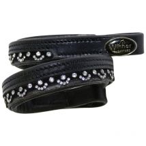 Frontalino Winner in cuoio sagomato a v con strass: Cob, Nero