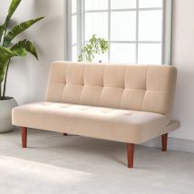 Livingandhome - Fabric Upholstered 2 Seater Baby Sofa Bed, Beige