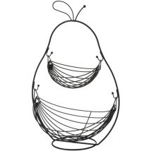 Lolahome - Frutero con 2 cestas pera negro industrial de metal de 35x27x51 cm -