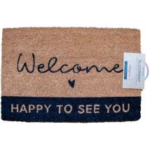 Fußabtreter Welcome happy to see you Kokosfaser Fußmatte 60x40 cm Abtreter