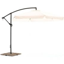 Mediawave Store - Parasol de Jardín avec Bras Décentré et Manivelle Toile Brute Ronde 3x2m