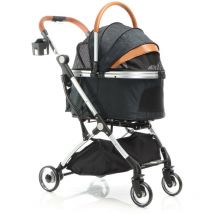 Passeggino Pieghevole per Cani 2in1 Nero, Carrozzina e Trasportino Rimovibile, max 15 kg per Animali Taglia Piccola e Media - Fudajo